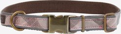 Barbour Reflective Dog Collar, Taupe/Pink Tartan, Large: 17 to 30-in neck, 1-in wide