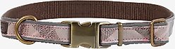 Barbour Reflective Dog Collar, Taupe/Pink Tartan, Small: 8 to 12.5-in neck, 1/2-in wide