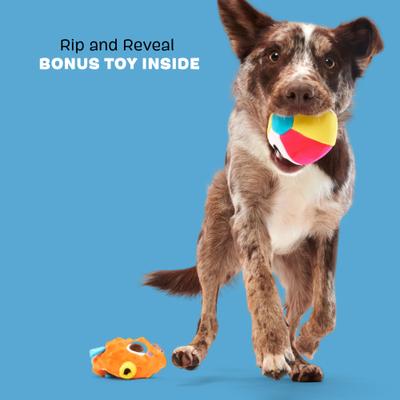 Show full view: BARK Air Head Rip n Reveal Squeaky Plush Dog Toy, Orange, Medium/Large slide 4 of 8