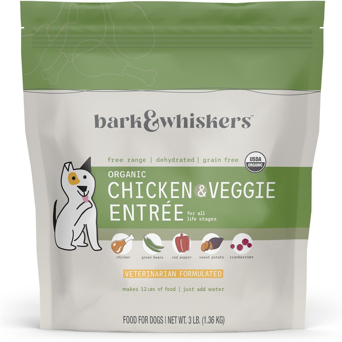 Bark and Whiskers Adult Free-Range Chicken Entrée Dehydrated Raw Dog Food, 3-lb bag