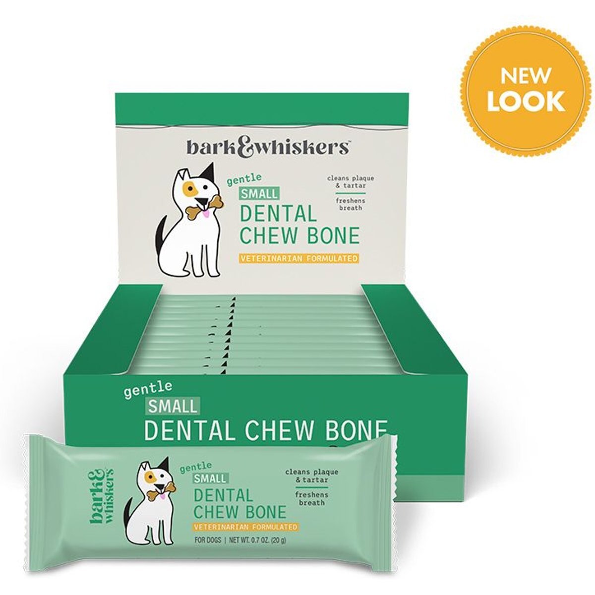 Bark and Whiskers Gentle Chew Bone Rawhide-Free Small Dental Dog Treats, 12 count