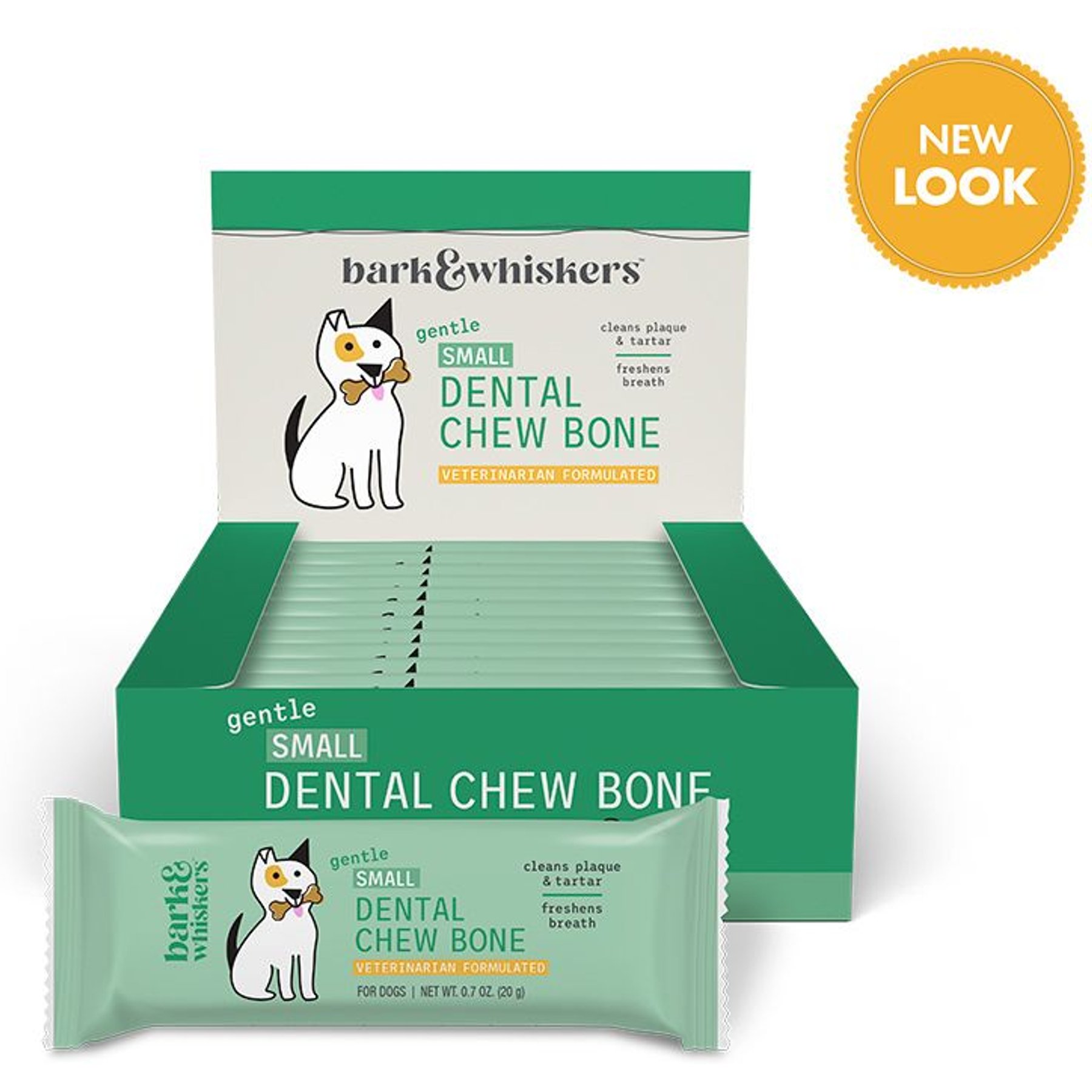 Bark and Whiskers Gentle Chew Bone Rawhide-Free Small Dental Dog Treats, 12 count