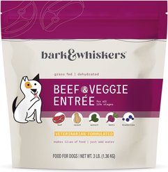 Bark and Whiskers Healthy Pet Essentials Grass Fed Beef Entrée Grain-Free Dehydrated Raw Dog Food, 3-lb bag