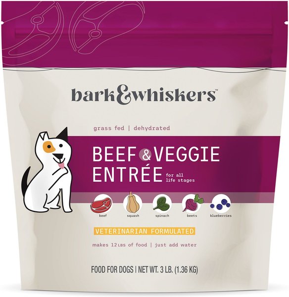 Bark and Whiskers Healthy Pet Essentials Grass Fed Beef Entrée Grain-Free Dehydrated Raw Dog Food, 3-lb bag
