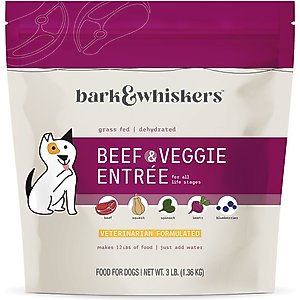 Bark and Whiskers Healthy Pet Essentials Grass Fed Beef Entrée Grain-Free Dehydrated Raw Dog Food, 3-lb bag