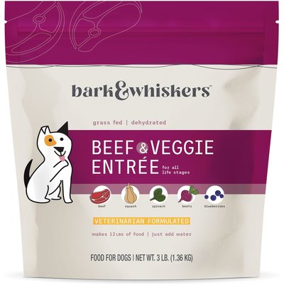 Bark and Whiskers Bark and Whiskers Healthy Pet Essentials Grass Fed Beef Entrée Grain-Free Dehydrated Raw Dog Food, 3-lb bag
