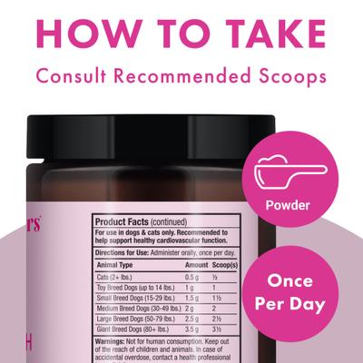 Show full view: Bark and Whiskers Heart Health Dog & Cat Supplement, 3.17-oz jar slide 4 of 8