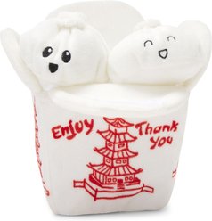 BARK Andi's Famous Dumplings Multi-Part Squeaky Plush Dog Toy, White, Small