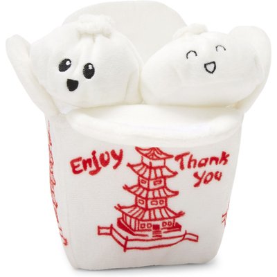 BARK BARK Andi's Famous Dumplings Multi-Part Squeaky Plush Dog Toy, White, Small