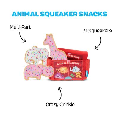 Show full view: BARK Animal Squeakers Snacks Multi-Part Squeaky Plush Dog Toy, Small slide 2 of 7