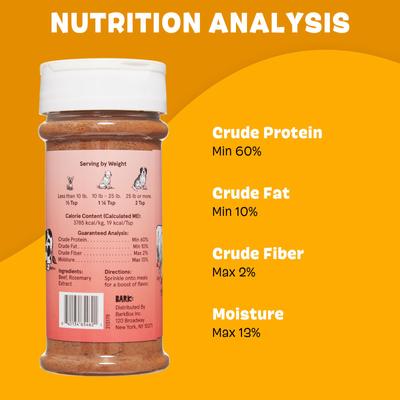 Show full view: BARK Bada Bing! Bada Beef! High Protein Limited Ingredient Dry Dog Food Topper, 4.6-oz bottle, 3 count slide 4 of 9