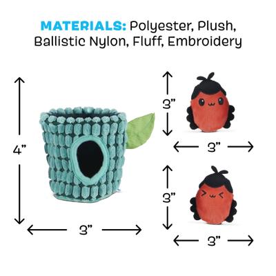 Show full view: BARK Bao & Bab Multi-Part Squeaky Plush Dog Toy, Blue, X-Small slide 6 of 10