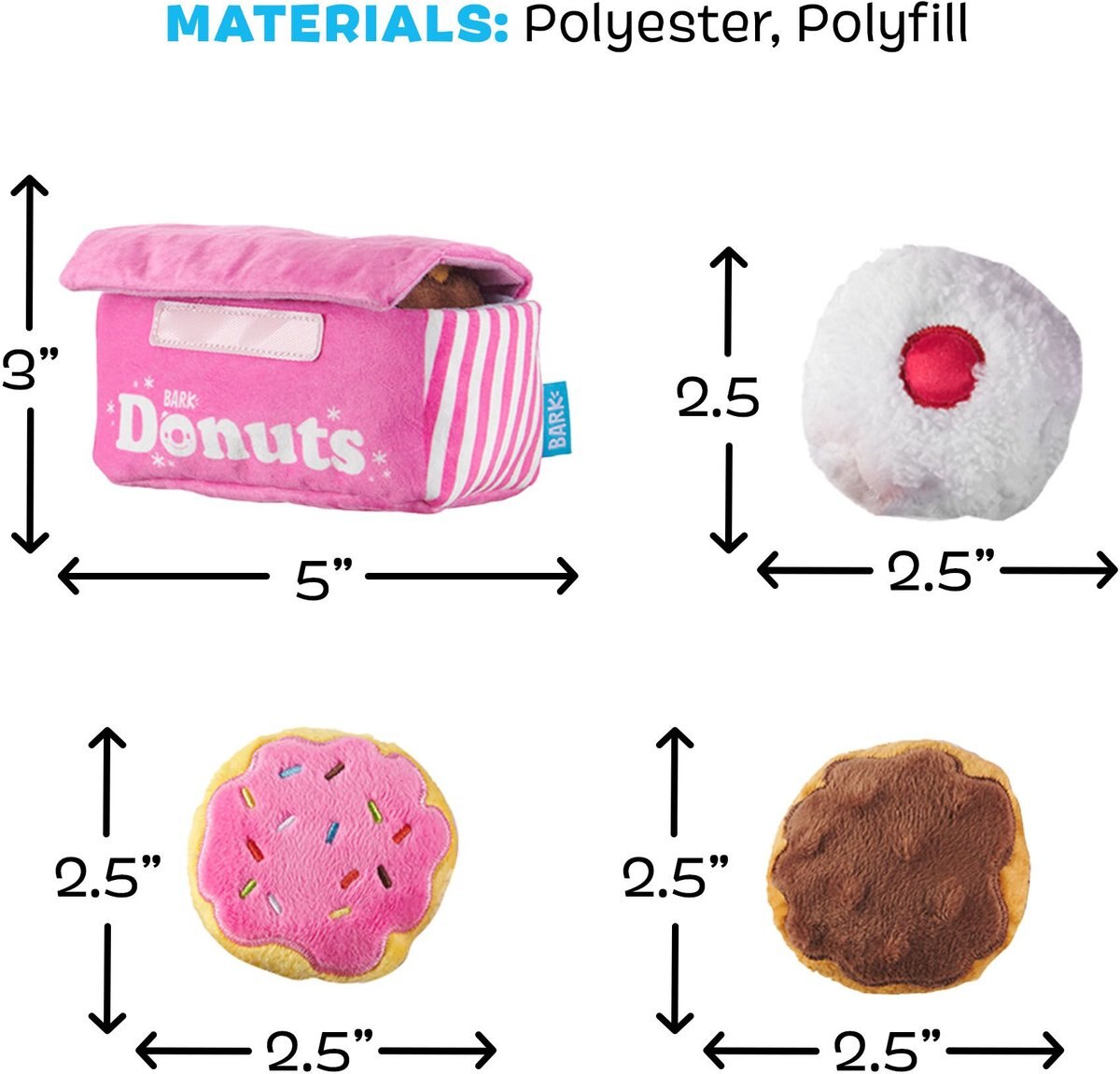 BARK Barker's Dozen Donuts Plush 4-in-1 Treat Dispensing Dog Toy