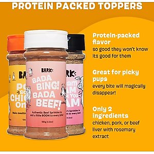 BARK Beef, Chicken, & Pork Variety Pack High Protein Limited Ingredient Dry Dog Food Topper, 4.6-oz bottle, 3 count