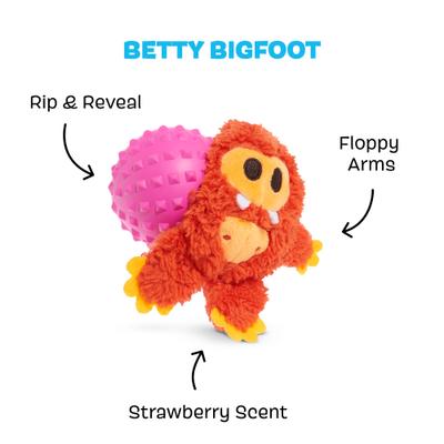 Show full view: BARK Betty Bigfoot Hard Core Tough Dog Chew Toy, Red, Large slide 2 of 9