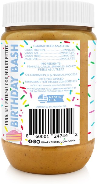 Bark Bistro Company Birthday Bash Buddy Budder Dog Treat, 17-oz jar