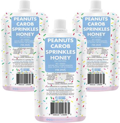 Show full view: Bark Bistro Company Birthday Bash Buddy Budder Grain-Free Lickable Dog Treat, 4-oz pouch, 3 count slide 3 of 3