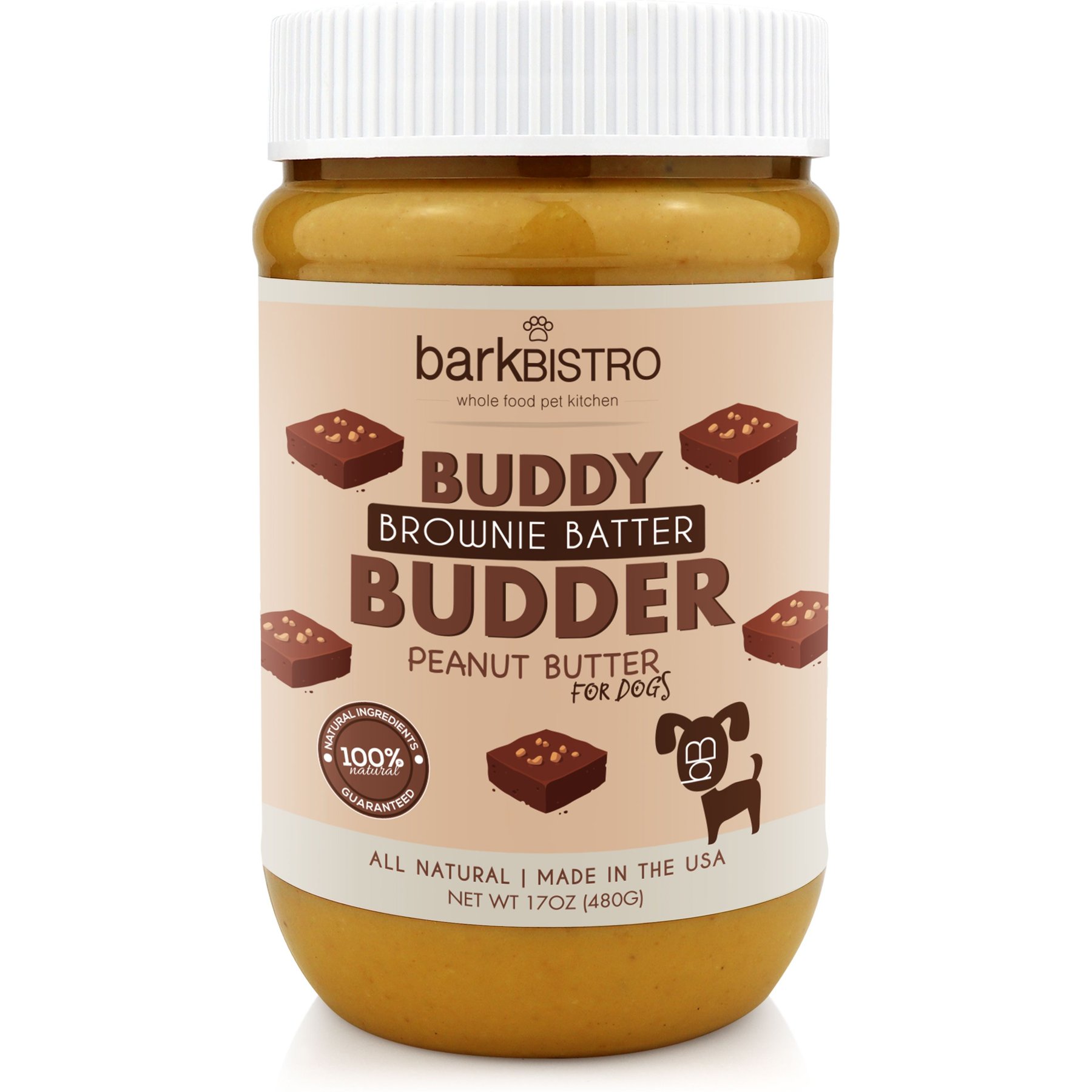 Bark Bistro Company Buddy Budder Brownie Batter Lickable Dog Treat, 17-oz jar