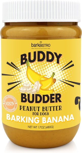 Bark Bistro Company Buddy Budder Barking Banana Peanut Butter Lickable Dog Treat, 17-oz jar