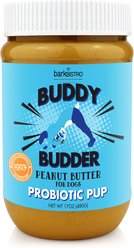 Bark Bistro Company Buddy Budder Bow-Wow Blueberry Probiotic & Prebiotic Peanut Butter Lickable Dog Treat, 17-oz jar