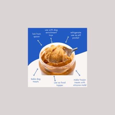 Show full view: Bark Bistro Company Buddy Budder Bow-Wow Blueberry Probiotic & Prebiotic Peanut Butter Lickable Dog Treat, 17-oz jar slide 6 of 9