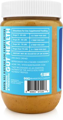 Show full view: Bark Bistro Company Buddy Budder Bow-Wow Blueberry Probiotic & Prebiotic Peanut Butter Lickable Dog Treat, 17-oz jar slide 4 of 9