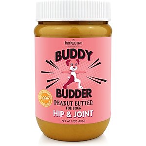 Bark Bistro Company Buddy Budder Cranberry Canine Hip & Joint Peanut Butter Lickable Dog Treat, 17-oz jar