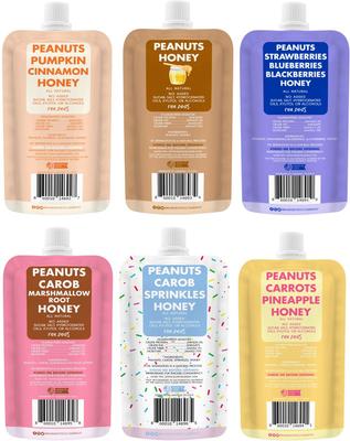 Show full view: Bark Bistro Company Buddy Budder Peanut Butter 6 Mixed Flavor Squeeze Lickable Dog Treat, 4-oz pouch slide 3 of 6