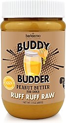 Bark Bistro Company Buddy Budder Ruff Ruff Raw Peanut Butter Lickable Dog Treats, 17-oz jar