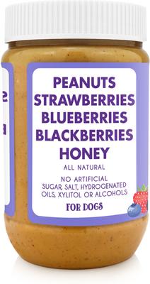 Show full view: Bark Bistro Company Buddy Budder Superberry Snoot Peanut Butter Lickable Dog Treat, 17-oz jar slide 3 of 10