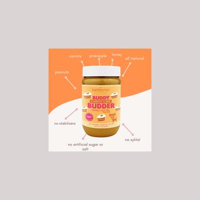 Show full view: Bark Bistro Company Carrot Cake Buddy Budder Dog Treat, 17-oz jar slide 5 of 8
