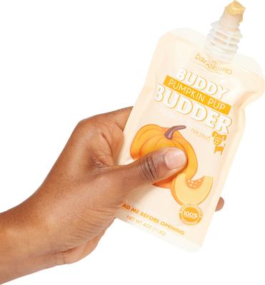 Show full view: Bark Bistro Company Pumpkin Pup Buddy Budder Grain-Free Lickable Dog Treat, 4-oz pouch, 3 count slide 4 of 4