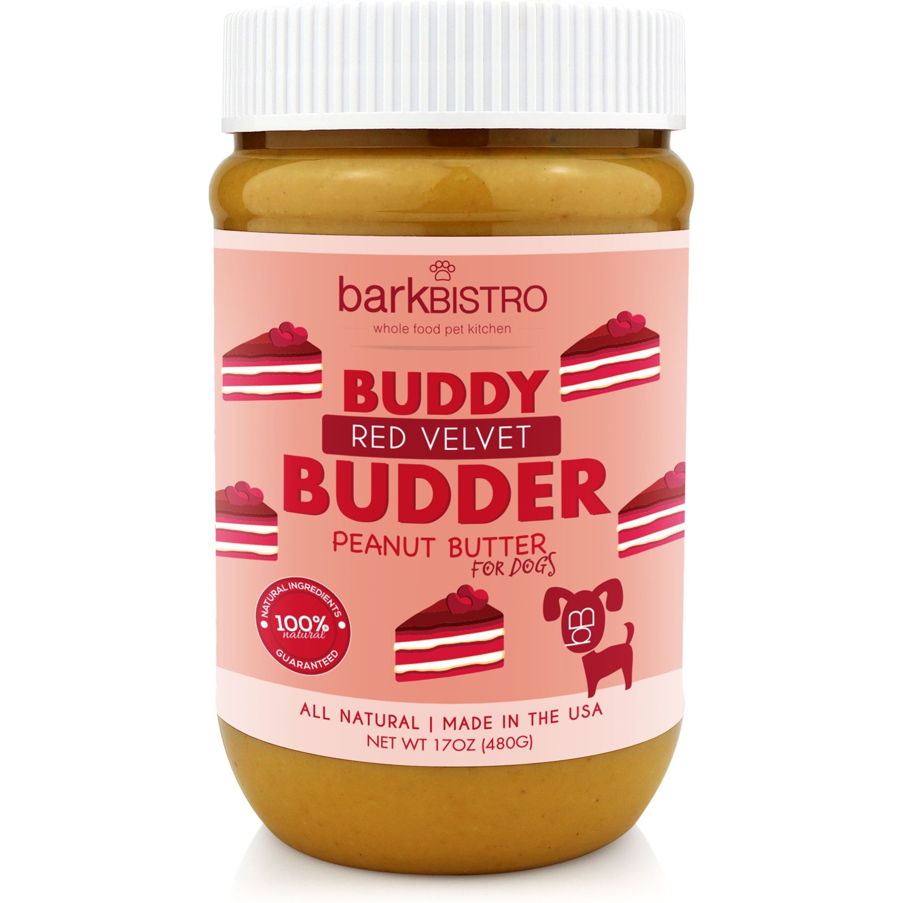 Bark Bistro Company Buddy Budder Red Velvet Lickable Dog Treat, 17-oz jar