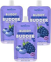 Bark Bistro Company Superberry Snoot Buddy Budder Grain-Free Lickable Dog Treat, 4-oz pouch, 3 count