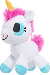 BARK Bob the Barking Unicorn Squeaky Plush Dog Toy, White, Small