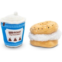 BARK Breakfast of Chompions Multi-Part Coffee & Bagel Squeaky Plush Dog Toy, X-Small/Small