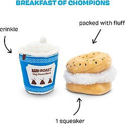 BARK Breakfast of Chompions Multi-Part Coffee & Bagel Squeaky Plush Dog Toy, X-Small/Small slide 2 of 7