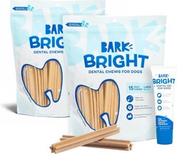 BARK Bright Dental Kit: Large Chicken Flavored Dental Dog Treats + Chicken & Thyme Flavored Dog Dental Gel, 30 count, 2.5-oz gel