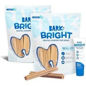 BARK Bright Dental Kit: Large Chicken Flavored Dental Dog Treats + Chicken & Thyme Flavored Dog Dental Gel, 30 count, 2.5-oz gel