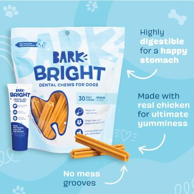 Show full view: BARK Bright Dental Kit: Small Chicken Flavored Dental Dog Treats + Chicken & Thyme Flavored Dog Dental Gel, 60 count, 3.8-oz gel bundle slide 4 of 9