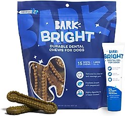 BARK Bright Durable Dental Kit: Large Mint Flavored Dental Dog Treats + Chicken & Thyme Flavored Dog Dental Gel, 15 count, 2.5-oz gel