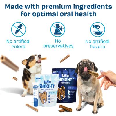 Show full view: BARK Bright Durable Dental Kit: Medium Mint Flavored Dental Dog Treats + Chicken & Thyme Flavored Dog Dental Gel, 15 count, 2.5-oz gel, bundle of 2 slide 8 of 9