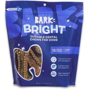 BARK Bright Durable Large Mint Flavored Dental Dog Treats, 15 count