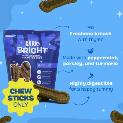 Show full view: BARK Bright Durable Large Mint Flavored Dental Dog Treats, 15 count slide 3 of 9
