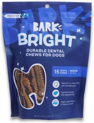 BARK Bright Durable Medium Mint Flavored Dental Dog Treats, 15 count