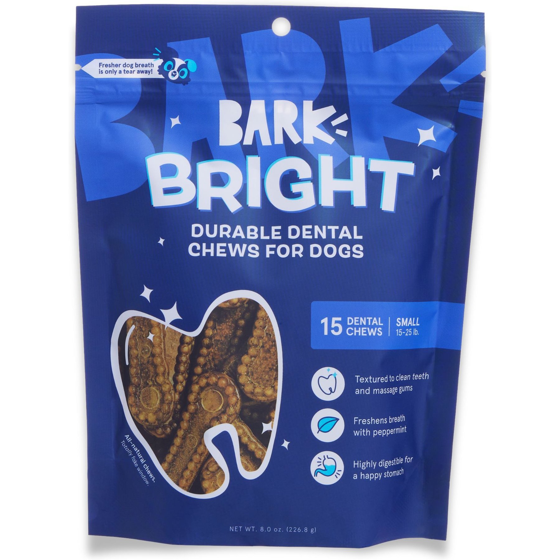 BARK Bright Durable Small Mint Flavored Dental Dog Treats, 15 count