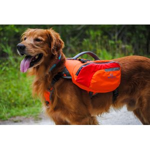 Bark Brite Multi-Purpose Dog Backpack Life Jacket, Orange, Large