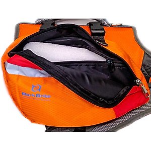 Bark Brite Multi-Purpose Dog Backpack Life Jacket, Orange, Large
