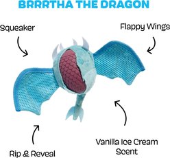 BARK Brrrtha the Dragon Hard Core Tough Dog Chew Toy, Blue, Small slide 2 of 8