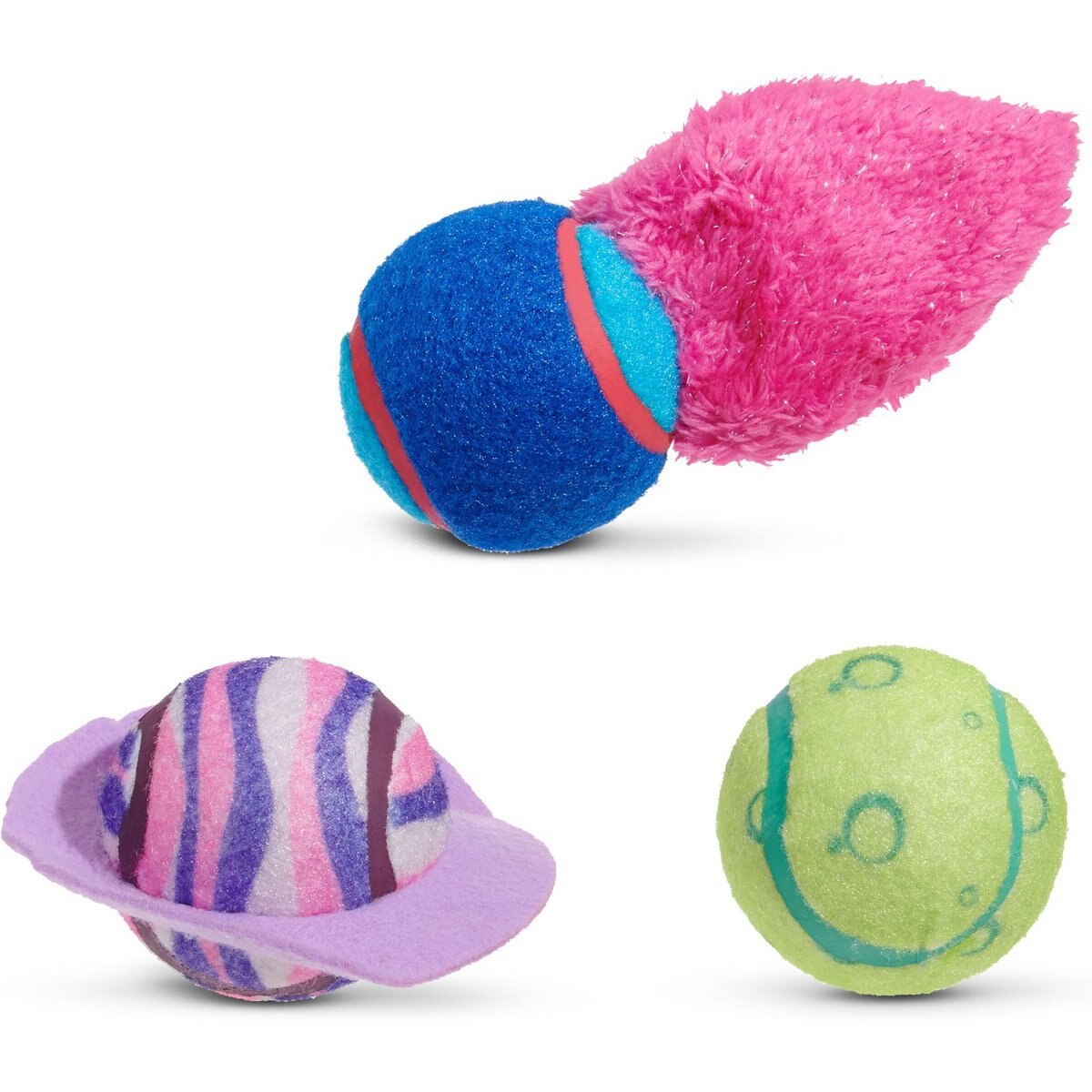 BARK Celestial Lobjects Tough Squeaky Tennis Ball Dog Toys, Medium